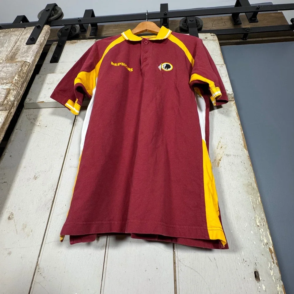 Vintage NFL Washington Redskins Polo Shirt Mens Medium Burgundy Gold Imagewear